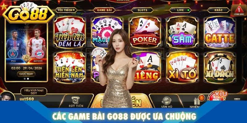 Các game bài Go88 được ưa chuộng